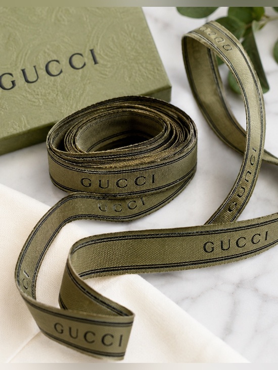 Gucci Accessories - Authentic Gucci Logo Ribbon 82” Luxury Gift Wrap Green